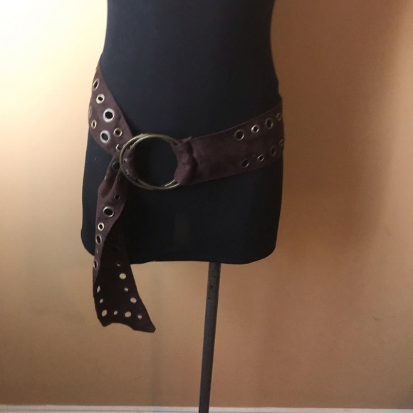 Boho suede fabric wide belt - Picture 4 of 6